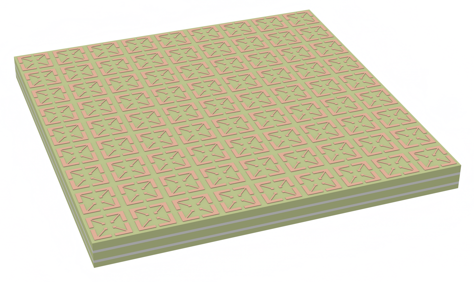 Rendering of a reflectarray constructed with the polarization-rotating unit cells